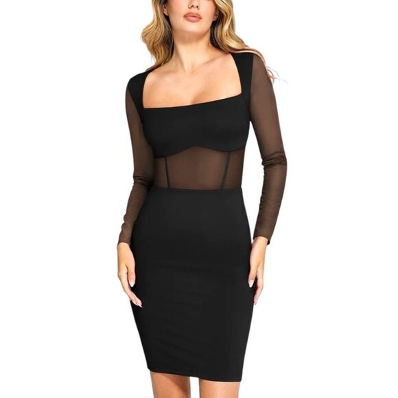 Popilush Dresses & Skirts - Popilush Sheer Waist Dress Black Size XXL NWT